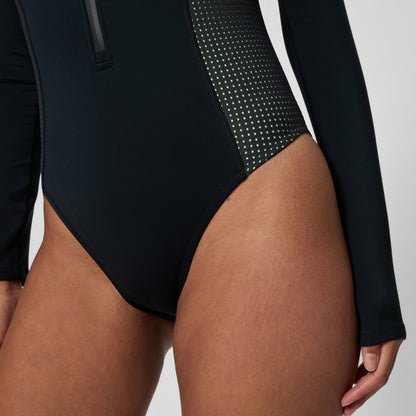 Scuba Flex Long Sleeve Zip Swimsuit Black/Green - Speedo