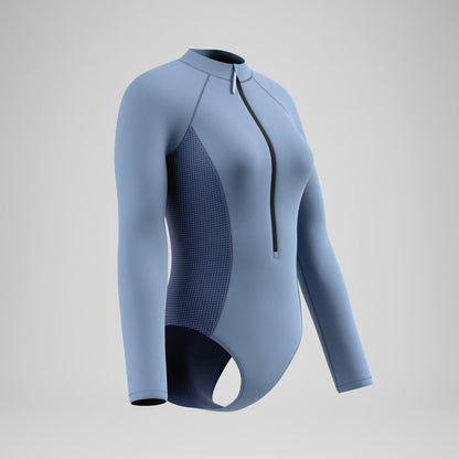 Scuba Flex Long Sleeve Zip Swimsuit Grey/Blue - Speedo