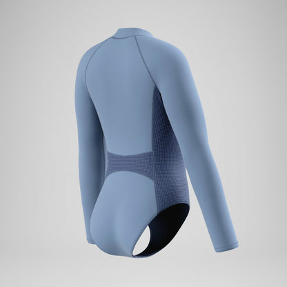 Scuba Flex Long Sleeve Zip Swimsuit Grey/Blue - Speedo