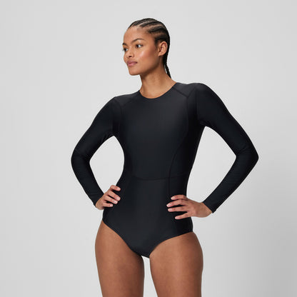 Ocean Flex Long Sleeve Zip Swimsuit Black - Speedo