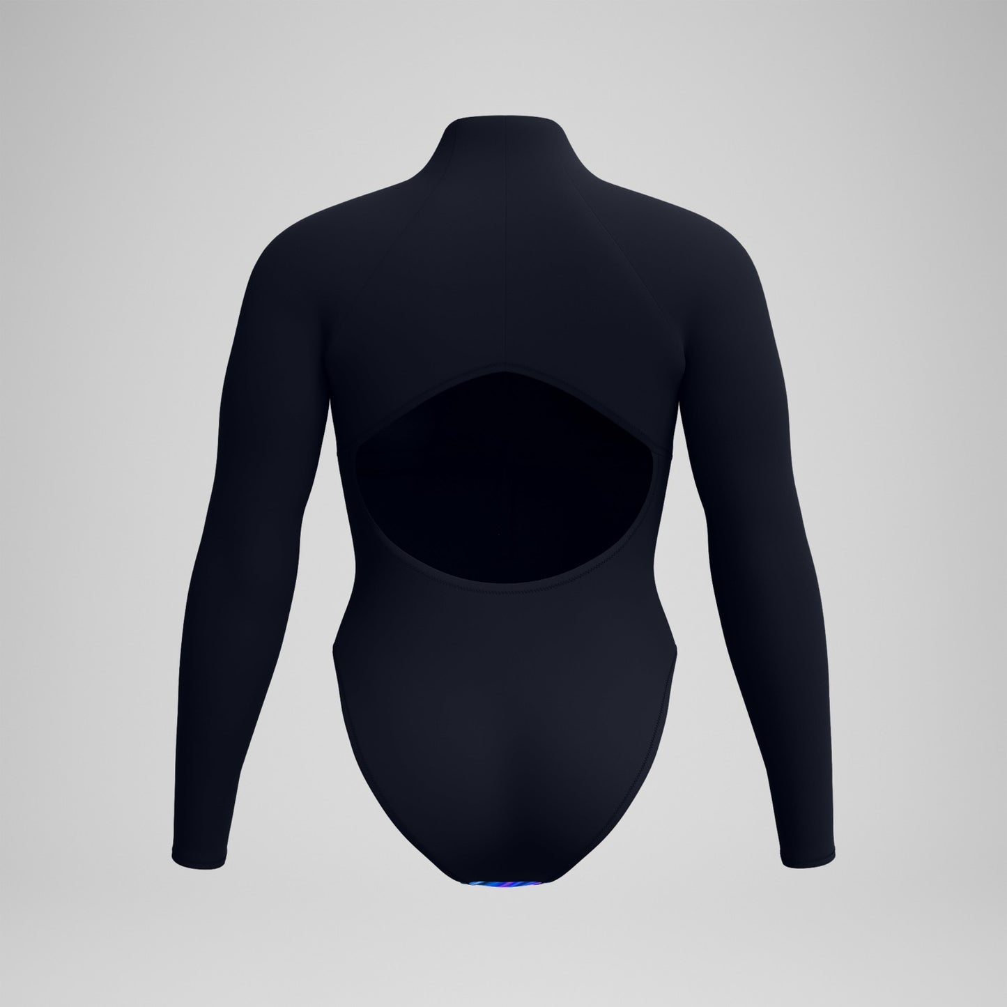 Printed Long Sleeve Zip One Piece Black/Blue - Speedo