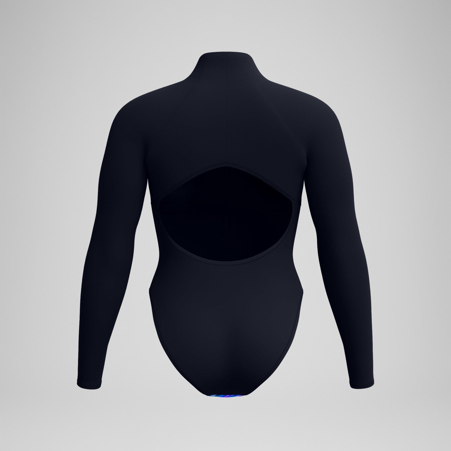 Printed Long Sleeve Zip One Piece Black/Blue - Speedo