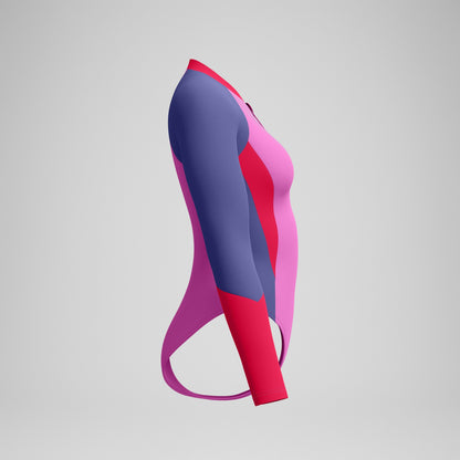 Colourblock Long Sleeve Swimsuit Pink/Purple - Speedo