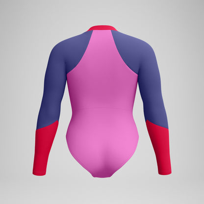 Colourblock Long Sleeve Swimsuit Pink/Purple - Speedo