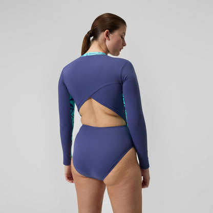 Long Sleeve Panel Swimsuit Blue/Green - Speedo