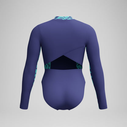 Long Sleeve Panel Swimsuit Blue/Green - Speedo