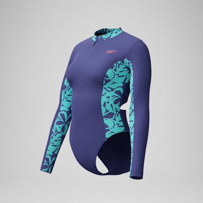 Long Sleeve Panel Swimsuit Blue/Green - Speedo