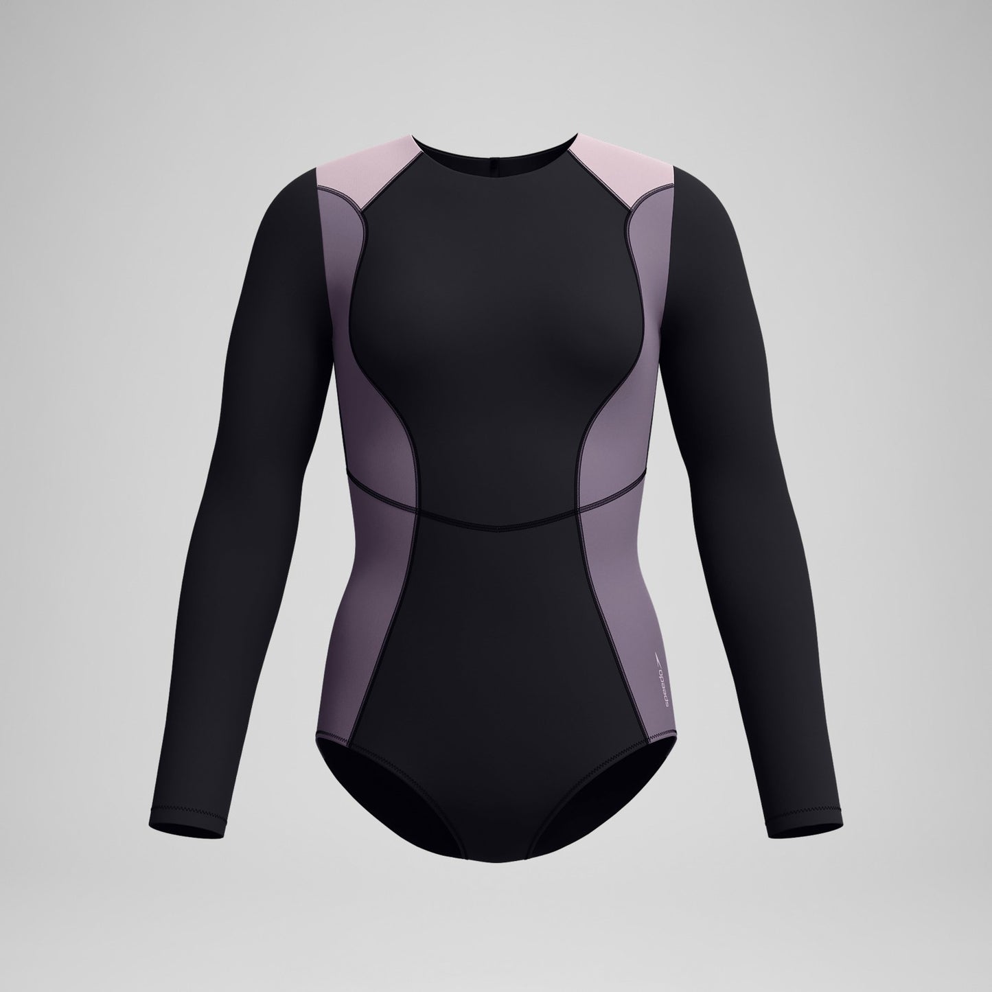 Long Sleeve Zip Back Swimsuit Black/Dark Grey - Speedo