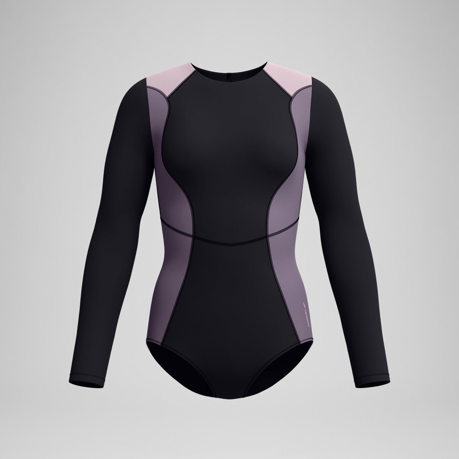 Long Sleeve Zip Back Swimsuit Black/Dark Grey - Speedo