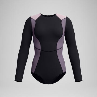 Long Sleeve Zip Back Swimsuit Black/Dark Grey - Speedo