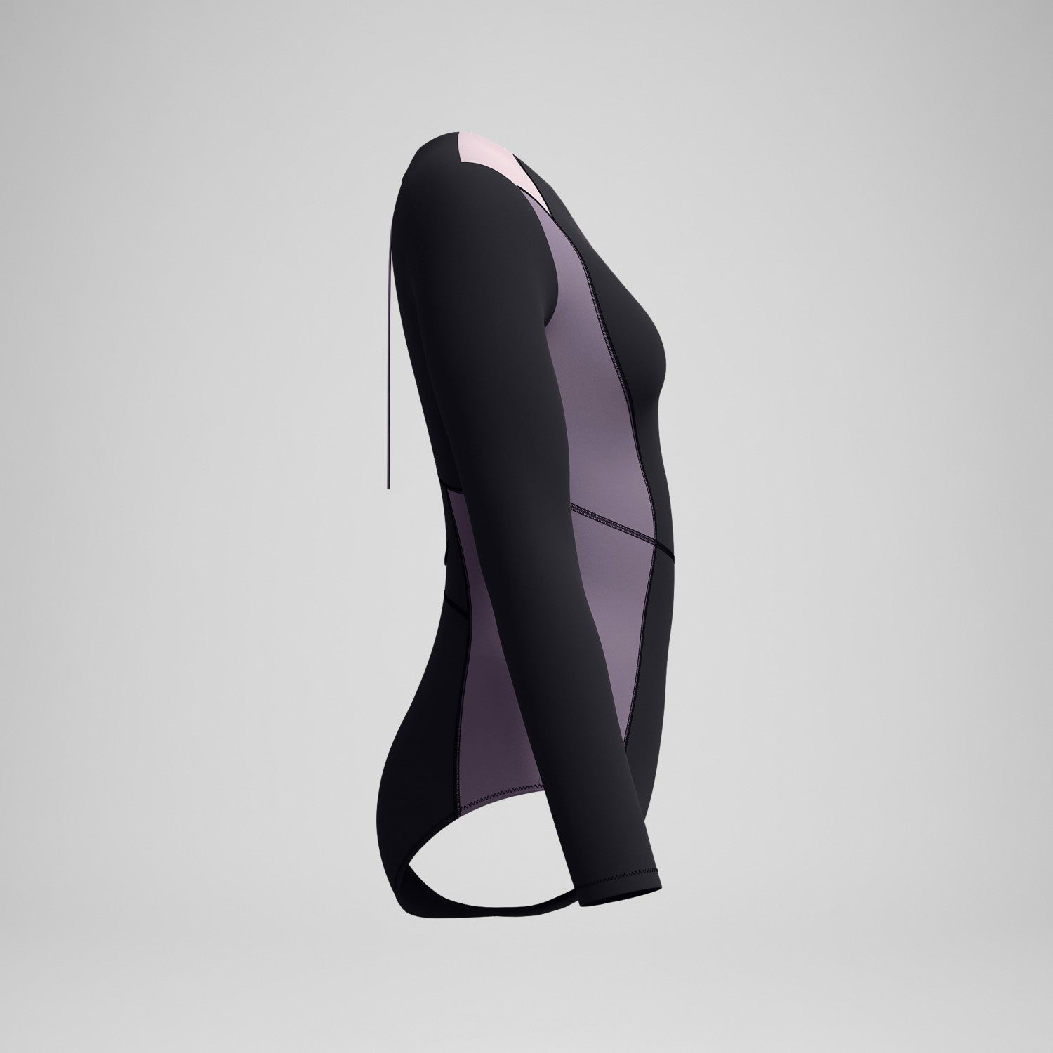 Long Sleeve Zip Back Swimsuit Black/Dark Grey - Speedo