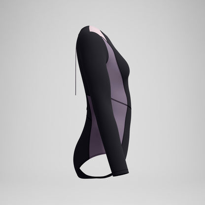 Long Sleeve Zip Back Swimsuit Black/Dark Grey - Speedo