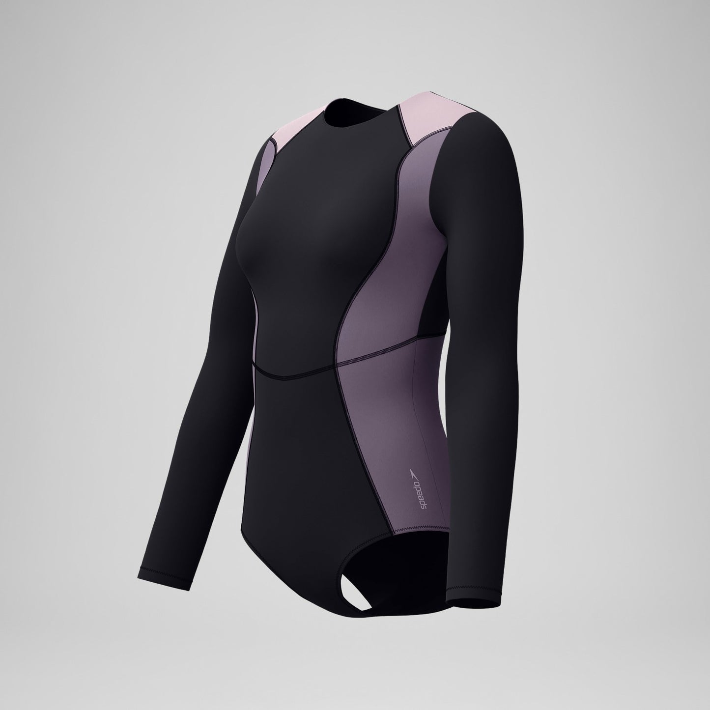 Long Sleeve Zip Back Swimsuit Black/Dark Grey - Speedo