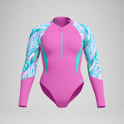Printed Long Sleeve Swimsuit Pink - Speedo