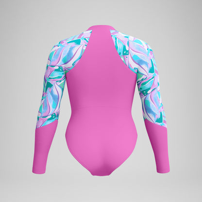 Printed Long Sleeve Swimsuit Pink - Speedo