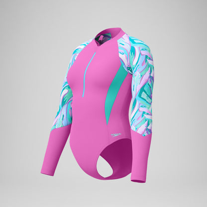 Printed Long Sleeve Swimsuit Pink - Speedo