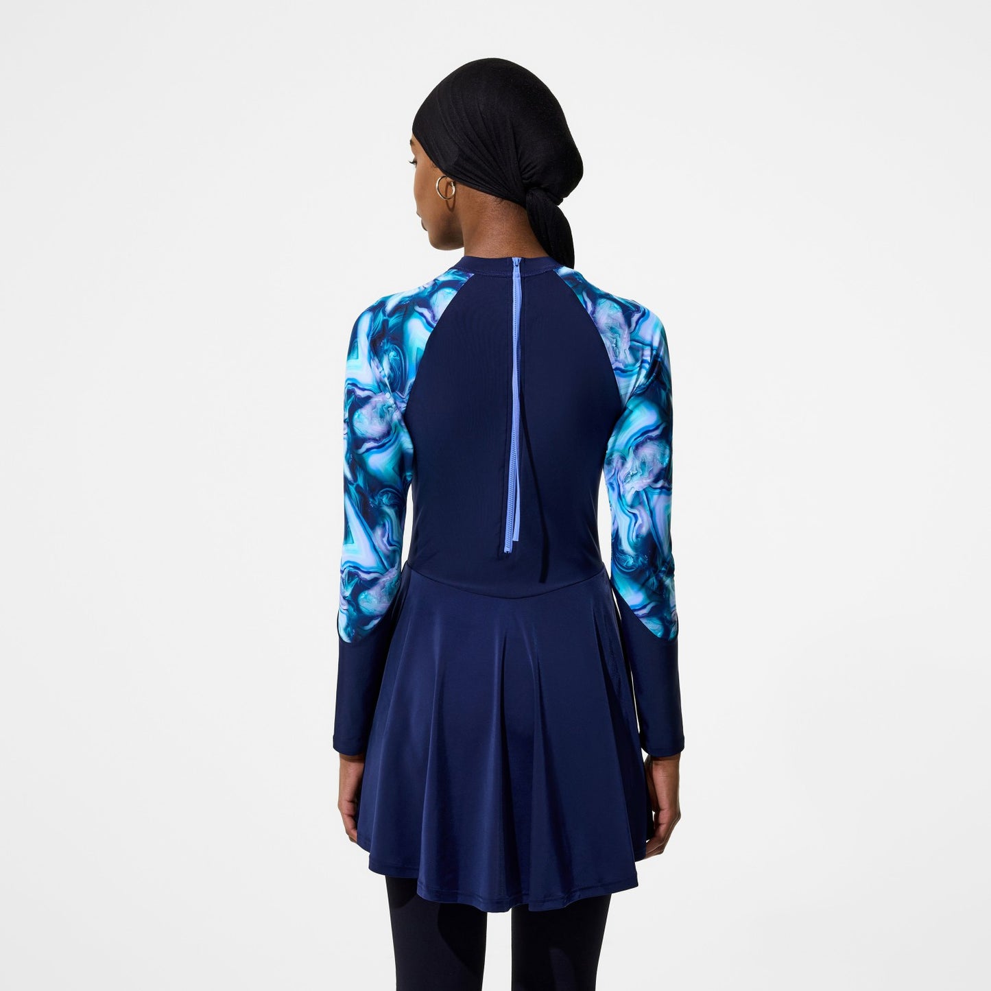 Modern Coverage Printed Long Sleeve Swim Dress Navy - Speedo