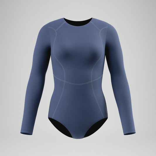 Ocean Flex Long Sleeve Zip Swimsuit Grey/Blue - Speedo