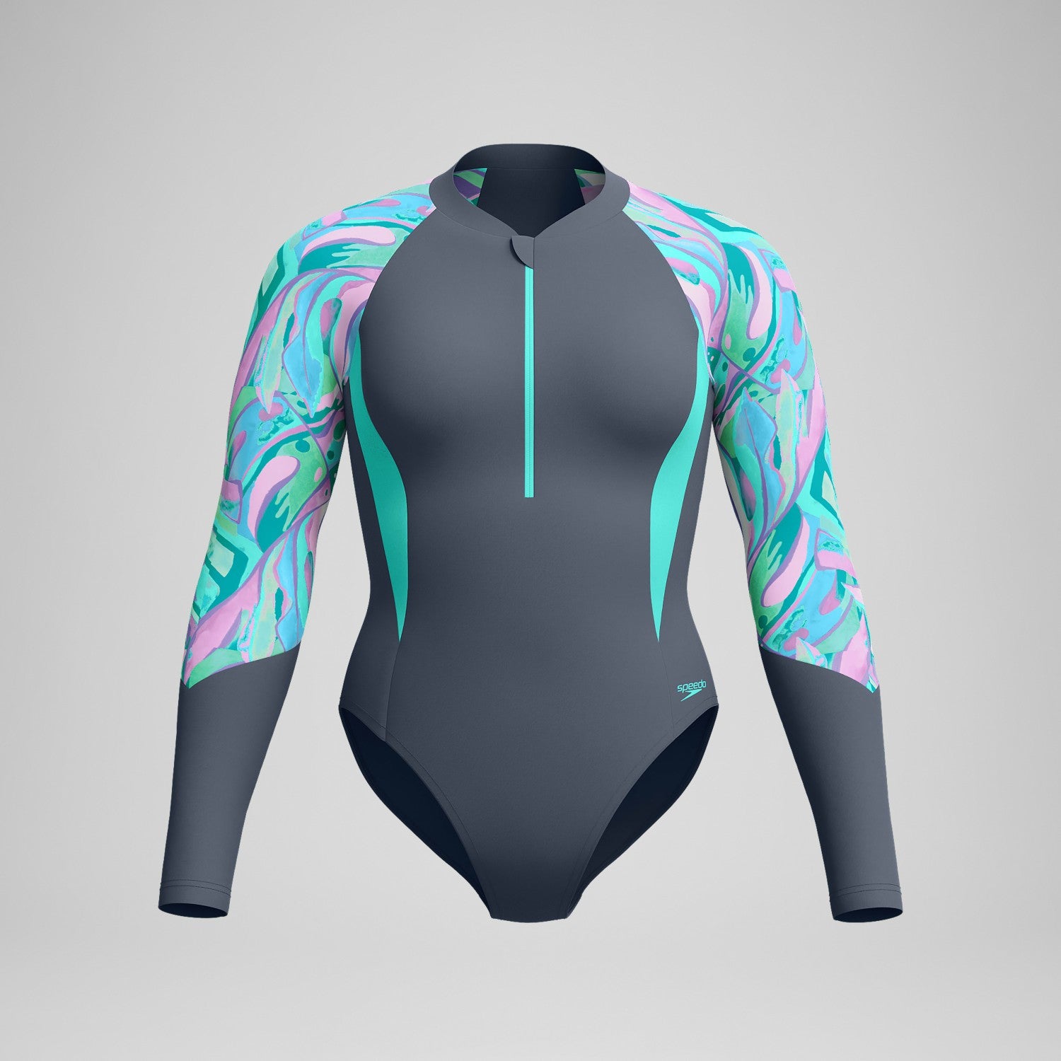 Long Sleeve Swimsuit Grey/Green - Speedo