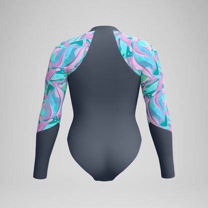 Long Sleeve Swimsuit Grey/Green - Speedo