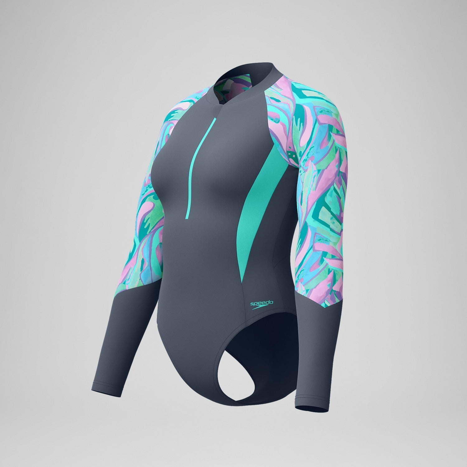 Long Sleeve Swimsuit Grey/Green - Speedo