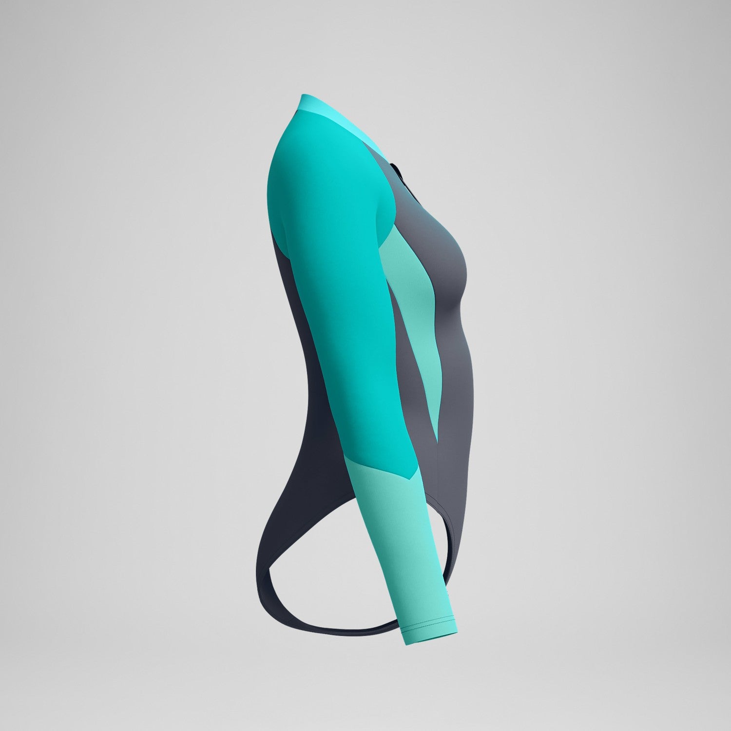 Colourblock Long Sleeve Swimsuit Grey/Turquoise - Speedo
