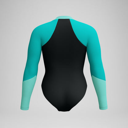 Colourblock Long Sleeve Swimsuit Black/Turquoise - Speedo