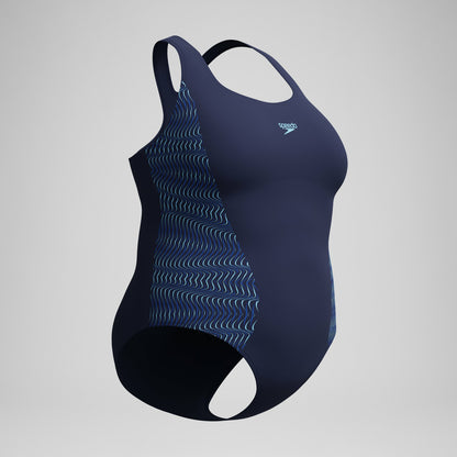 Plus Size Medalist Placement Swimsuit Navy/Blue - Speedo