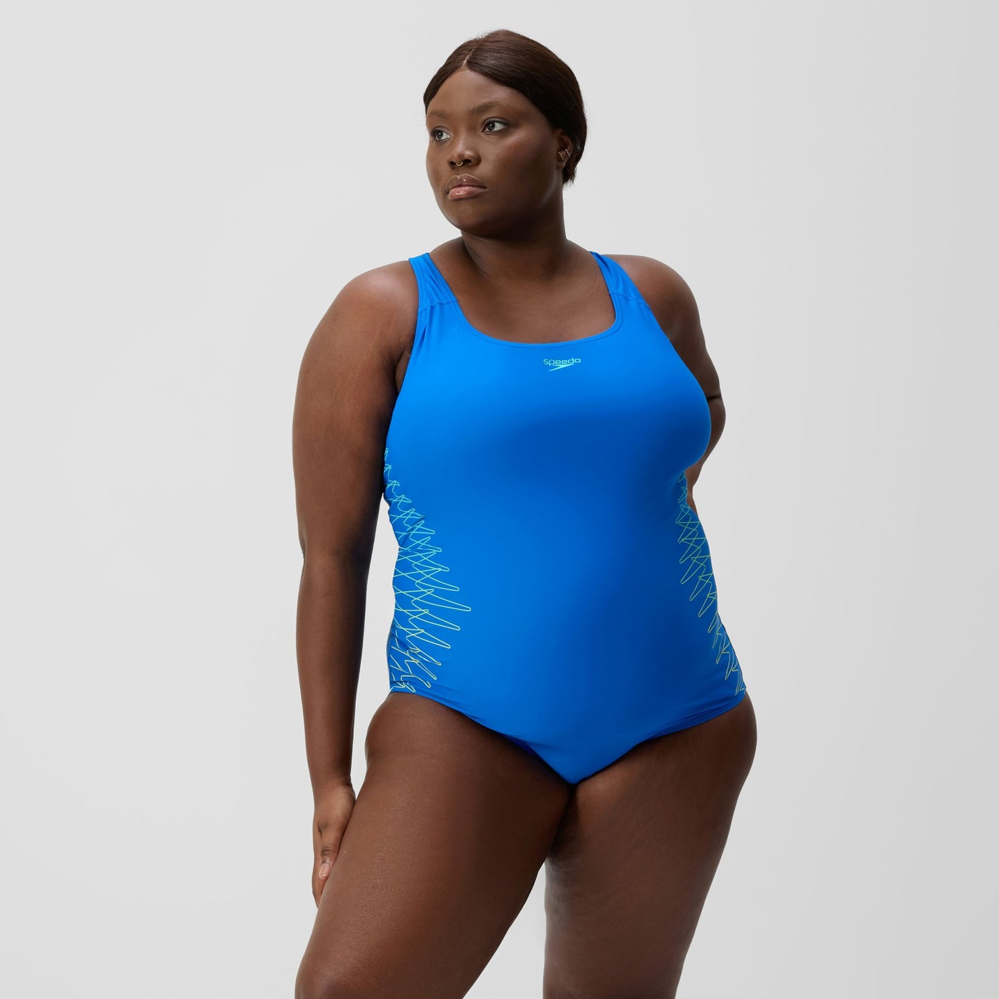 Plus Size Placement Medalist Swimsuit Blue - Speedo