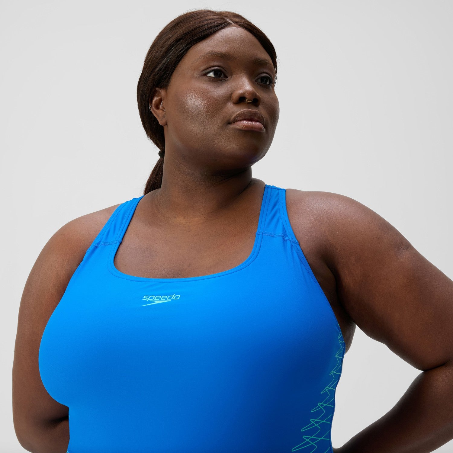 Plus Size Placement Medalist Swimsuit Blue - Speedo