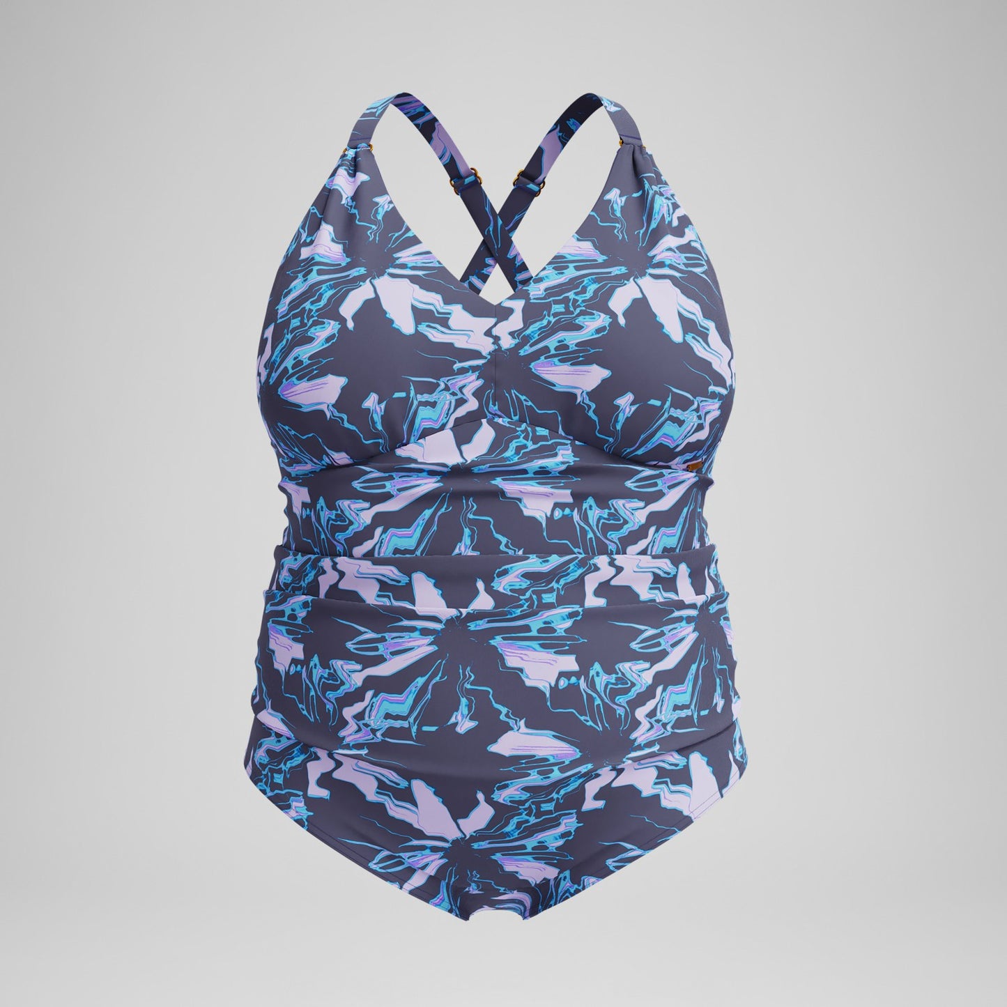 Plus Size Shaping V Neck Swimsuit Grey/Blue - Speedo