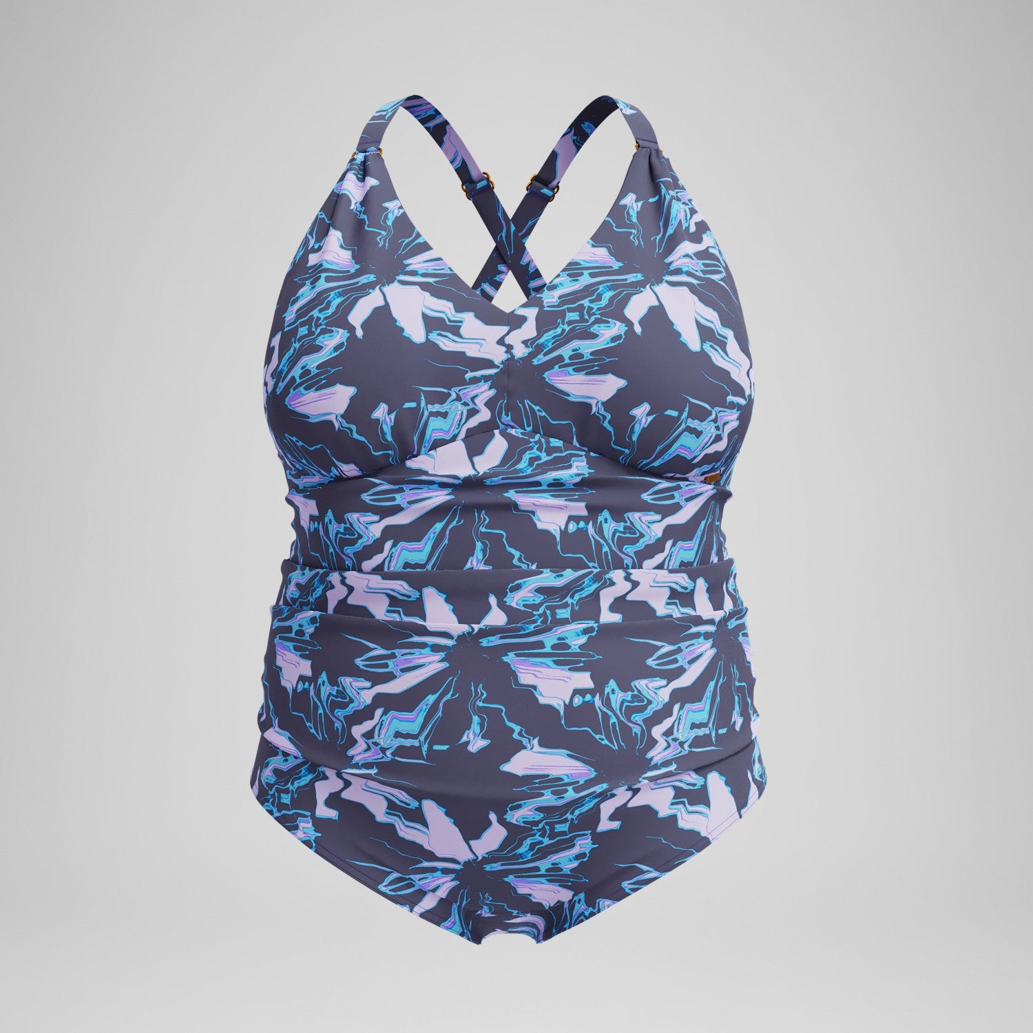 Plus Size Shaping V Neck Swimsuit Grey/Blue - Speedo