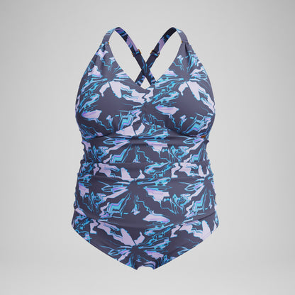 Plus Size Shaping V Neck Swimsuit Grey/Blue - Speedo
