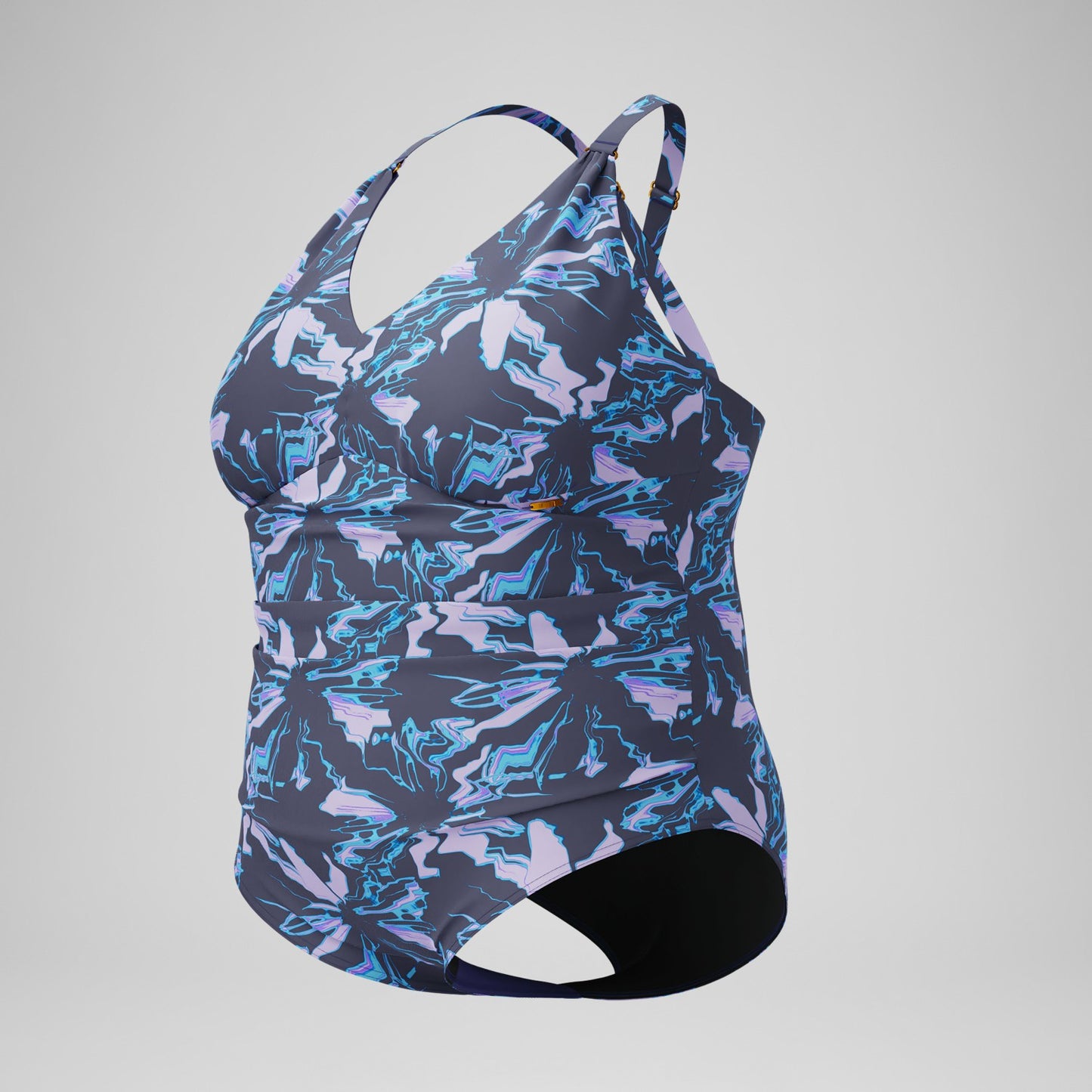 Plus Size Shaping V Neck Swimsuit Grey/Blue - Speedo