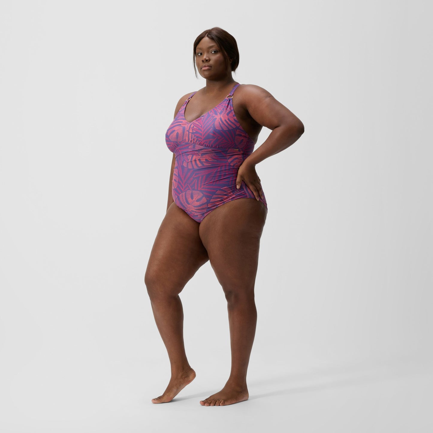 Plus Size Shaping V Neck Swimsuit Pink/Orange - Speedo