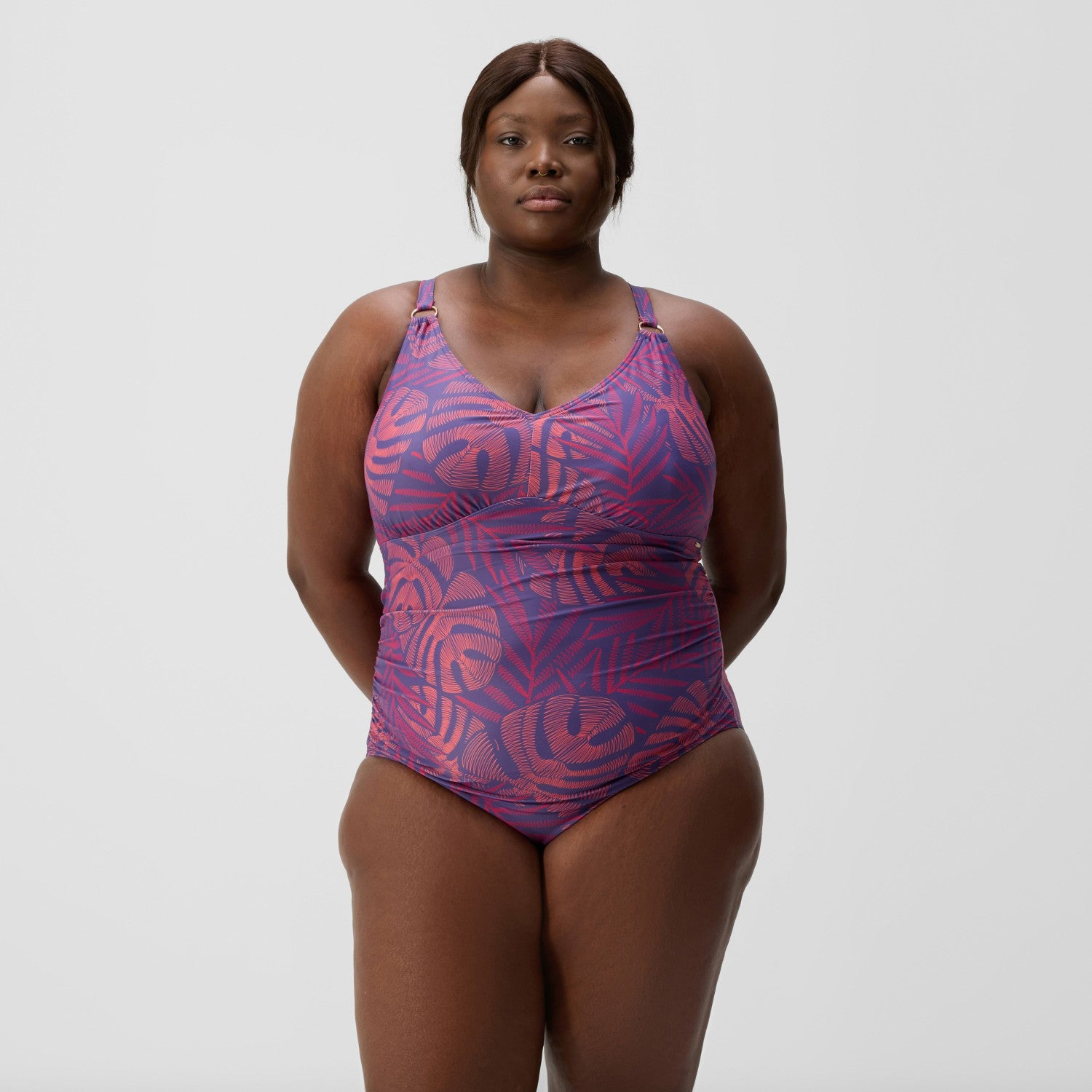 Plus Size Shaping V Neck Swimsuit Pink/Orange - Speedo