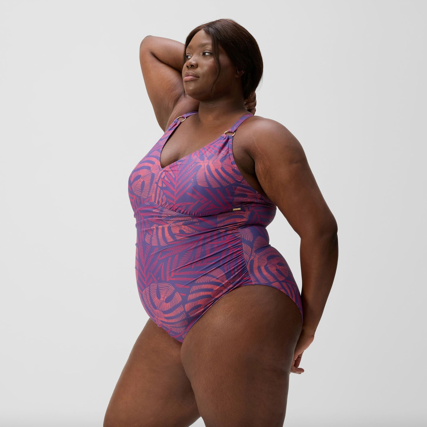 Plus Size Shaping V Neck Swimsuit Pink/Orange - Speedo