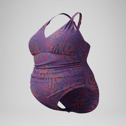 Plus Size Shaping V Neck Swimsuit Pink/Orange - Speedo