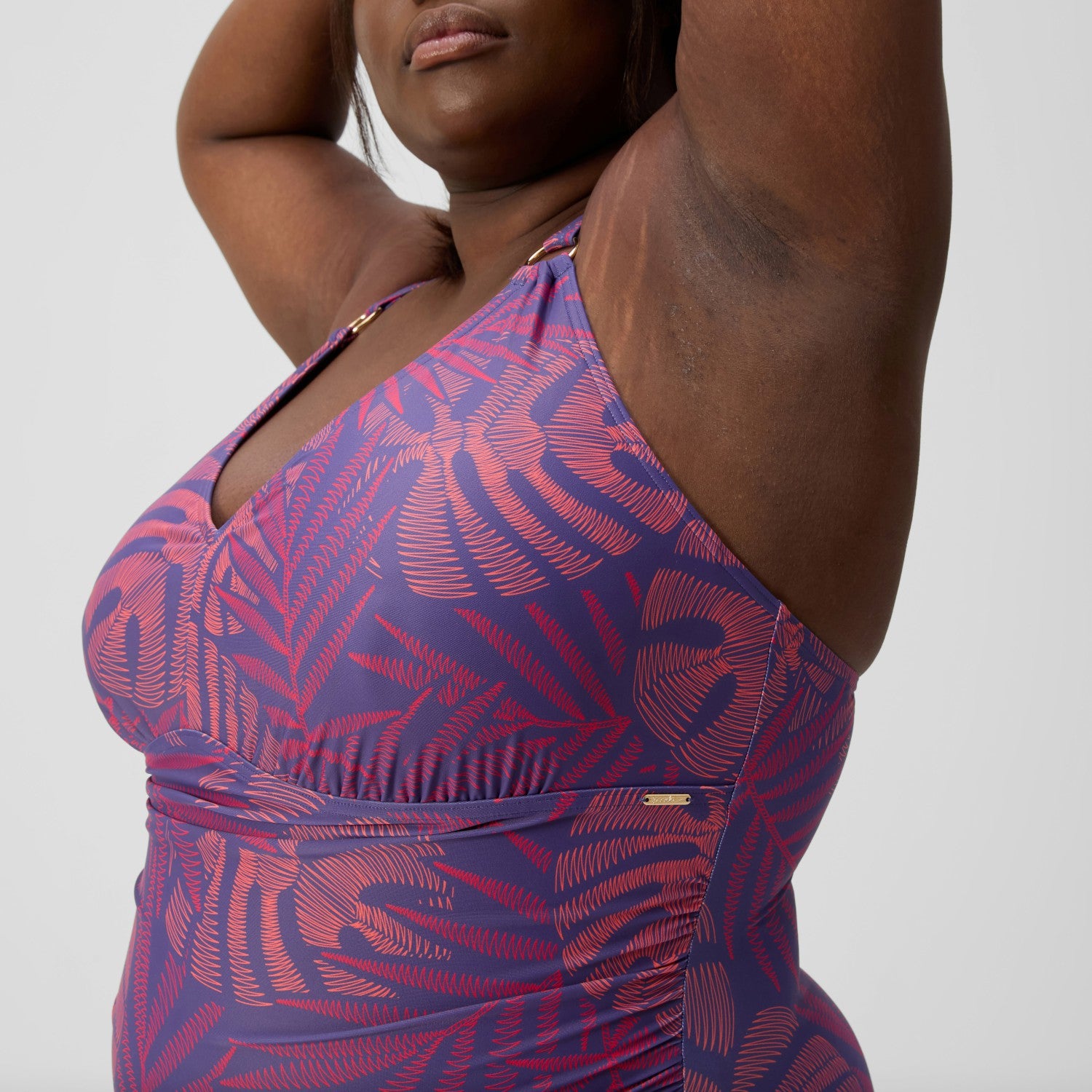 Plus Size Shaping V Neck Swimsuit Pink/Orange - Speedo