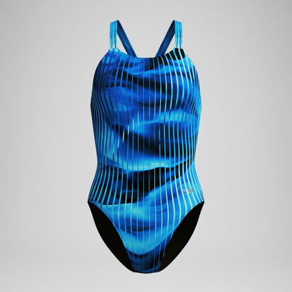 Club Training Printed Leaderback Swimsuit Blue - Speedo
