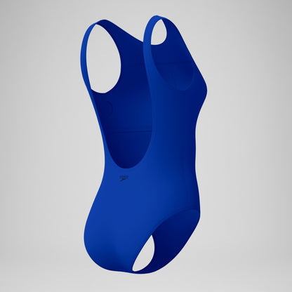 Solid High Neck Swimsuit Blue - Speedo