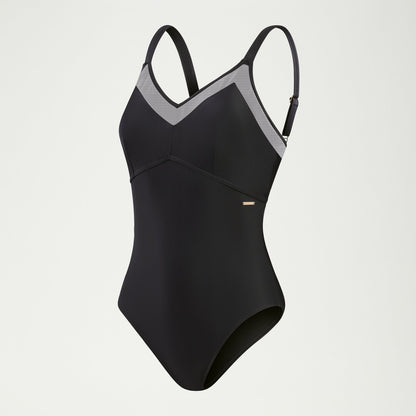 Shaping Mesh Detail Swimsuit Black - Speedo