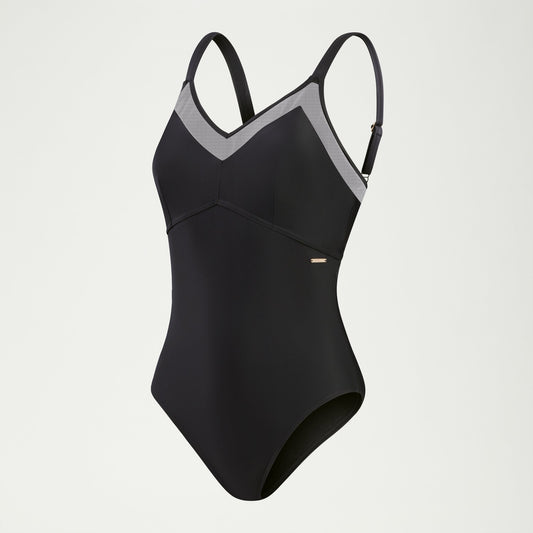 Shaping Mesh Detail Swimsuit Black - Speedo