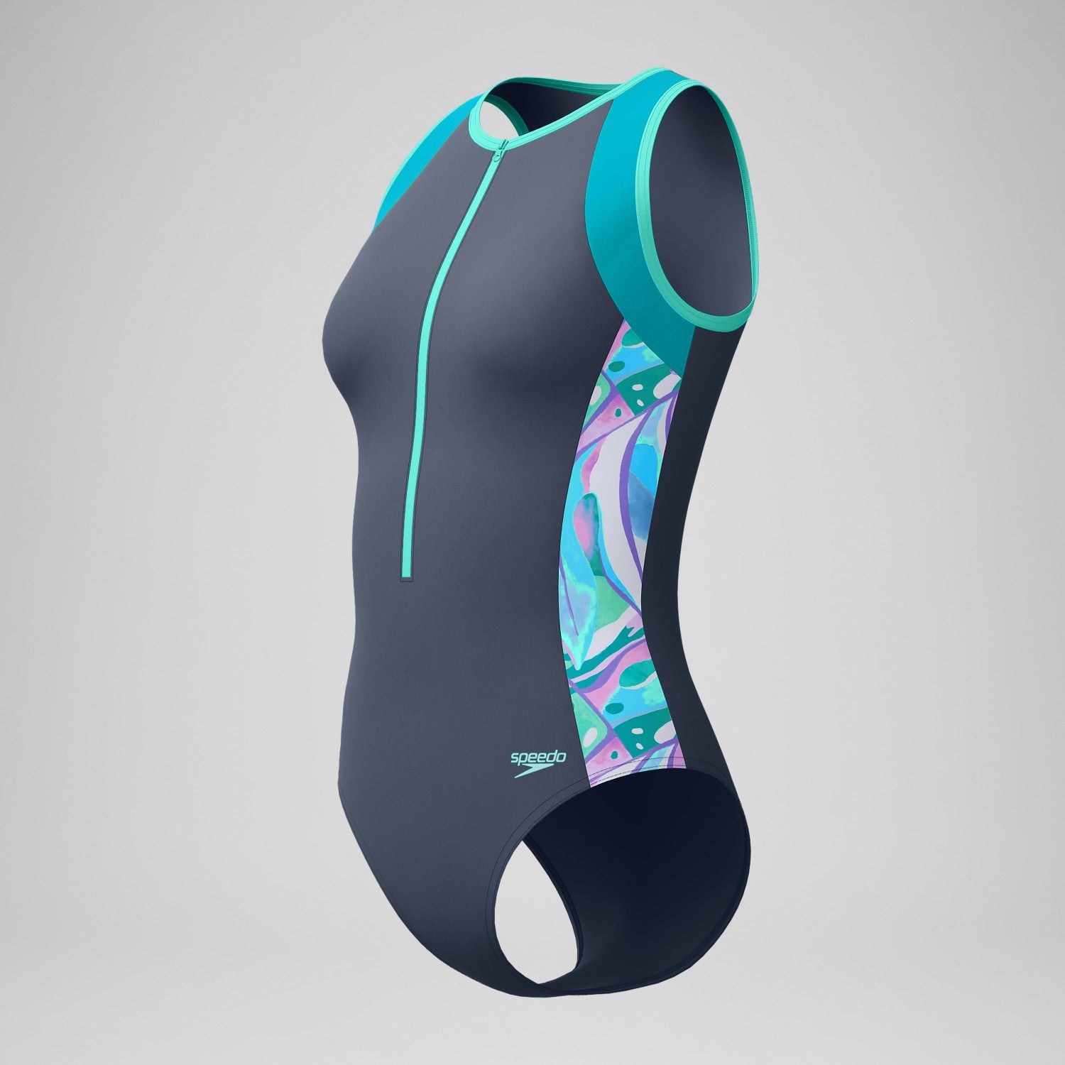Printed Panel Hydrasuit Grey/Turquoise - Speedo