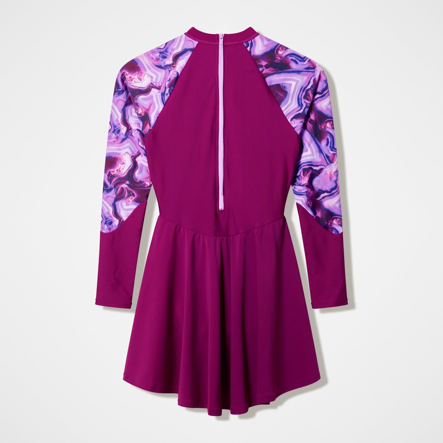 Modern Coverage Printed Long Sleeve Swim Dress Dark Pink - Speedo