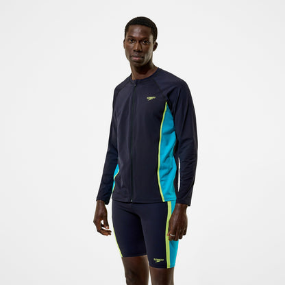 Hyperboom Splice Long Sleeve Zip Rashguard Black/Turquoise - Speedo
