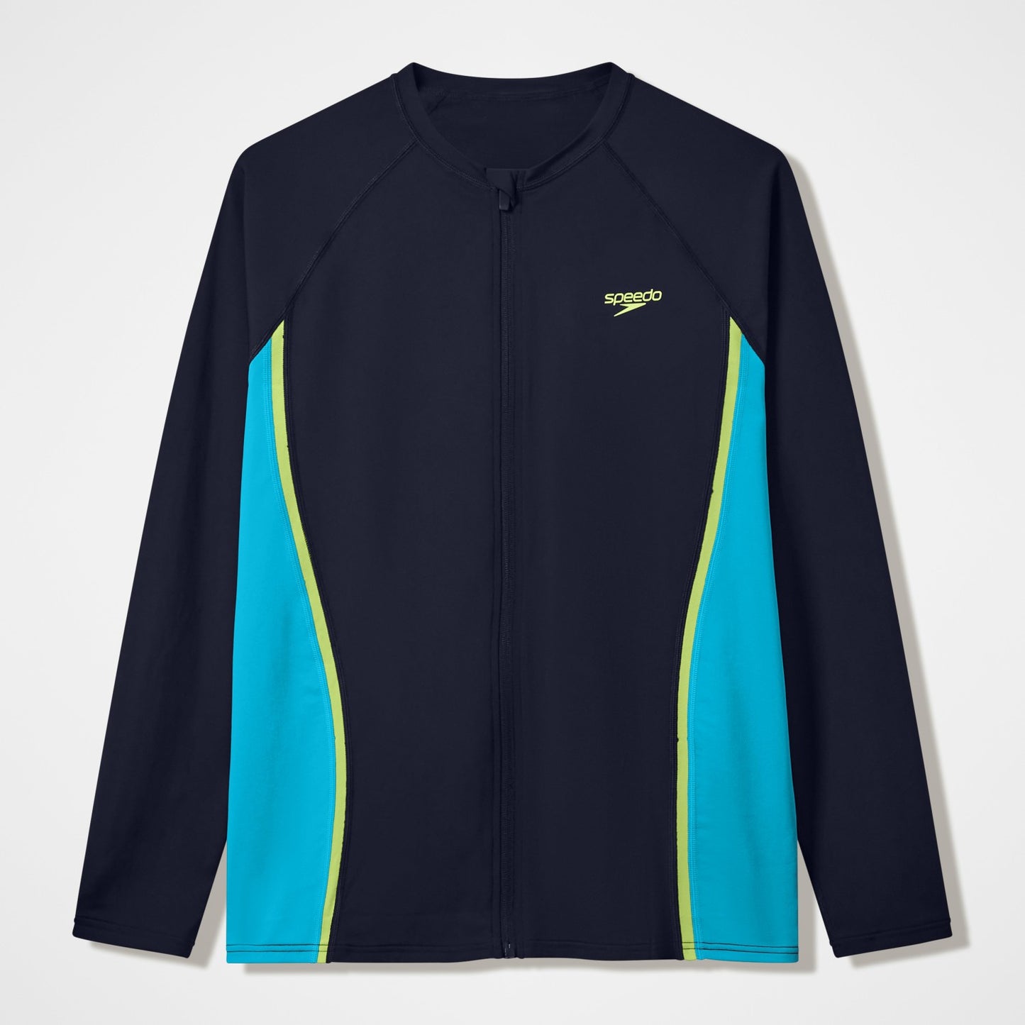 Hyperboom Splice Long Sleeve Zip Rashguard Black/Turquoise - Speedo