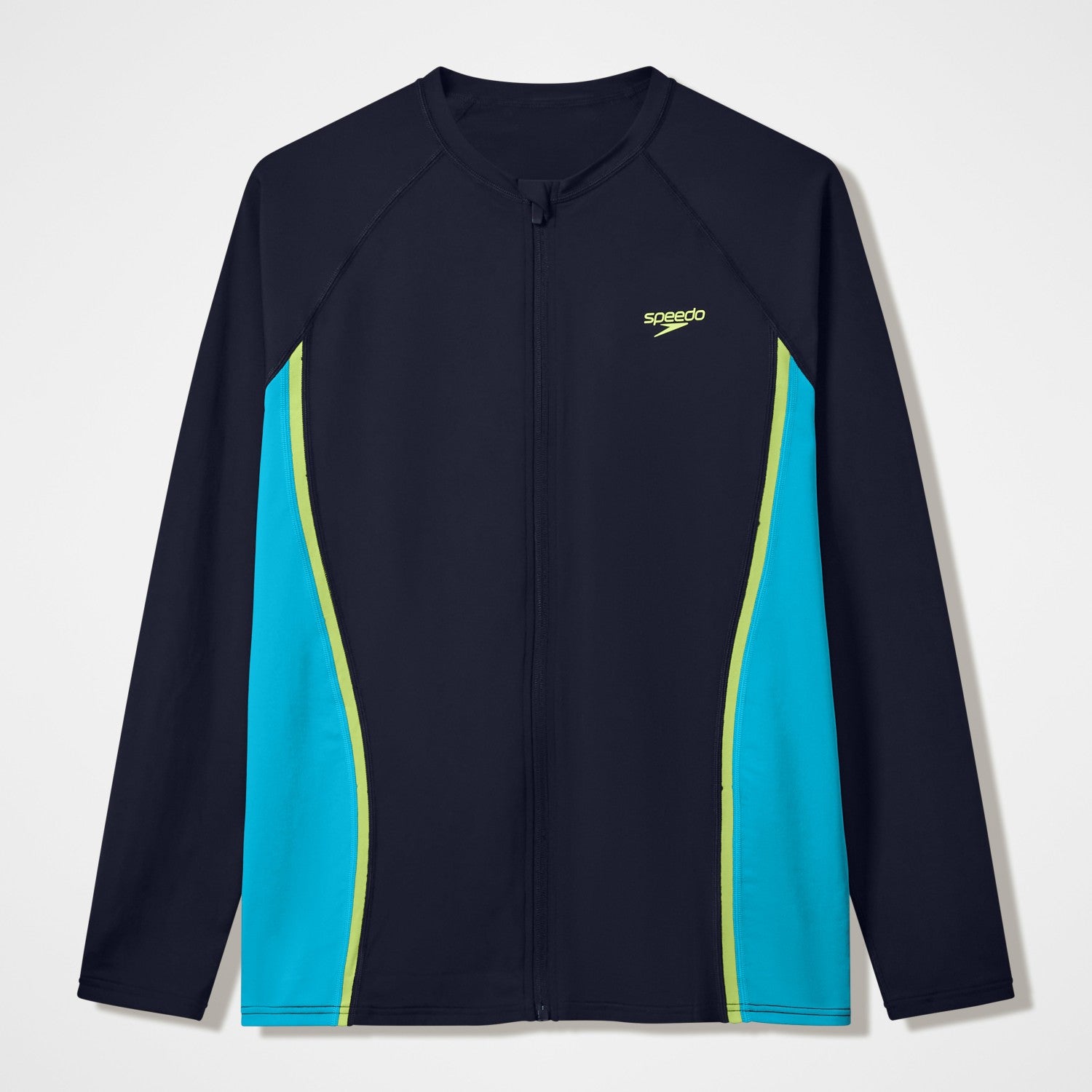 Hyperboom Splice Long Sleeve Zip Rashguard Black/Turquoise - Speedo