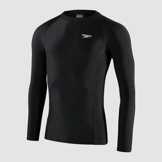Long Sleeved Sun Protection Top Black/White - Speedo
