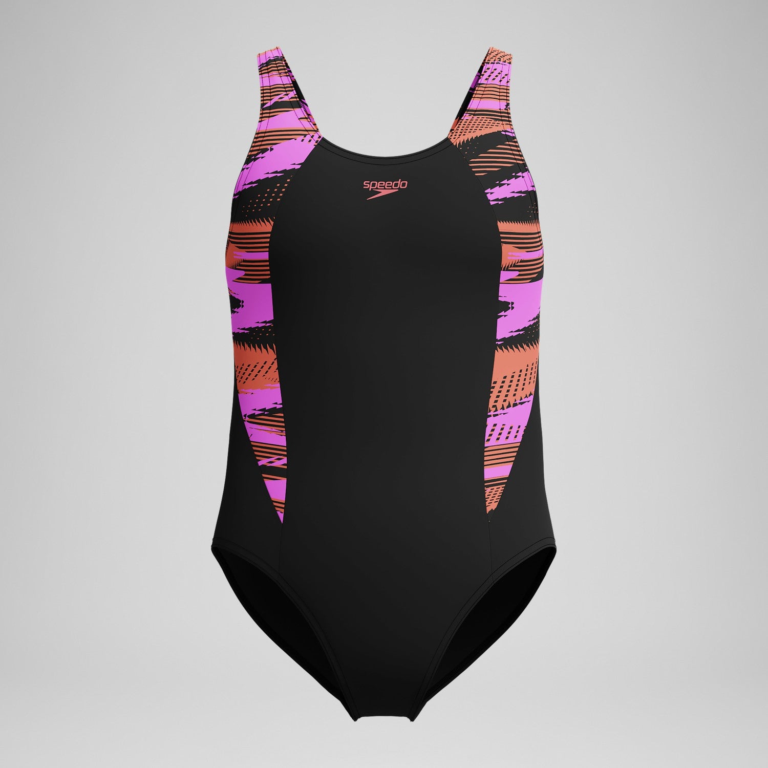 Girls' HyberBoom Splice Muscleback Swimsuit Black/Pink - Speedo